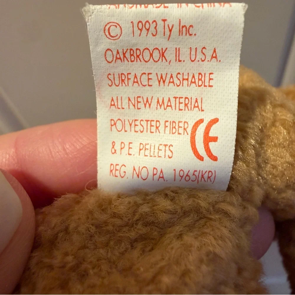 Vintage Ty Beanie Baby Curly Bear PE Pellets 5th Gen Tags